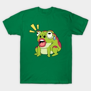 Surprise and Worry: Life as a Cartoon Frog T-Shirt